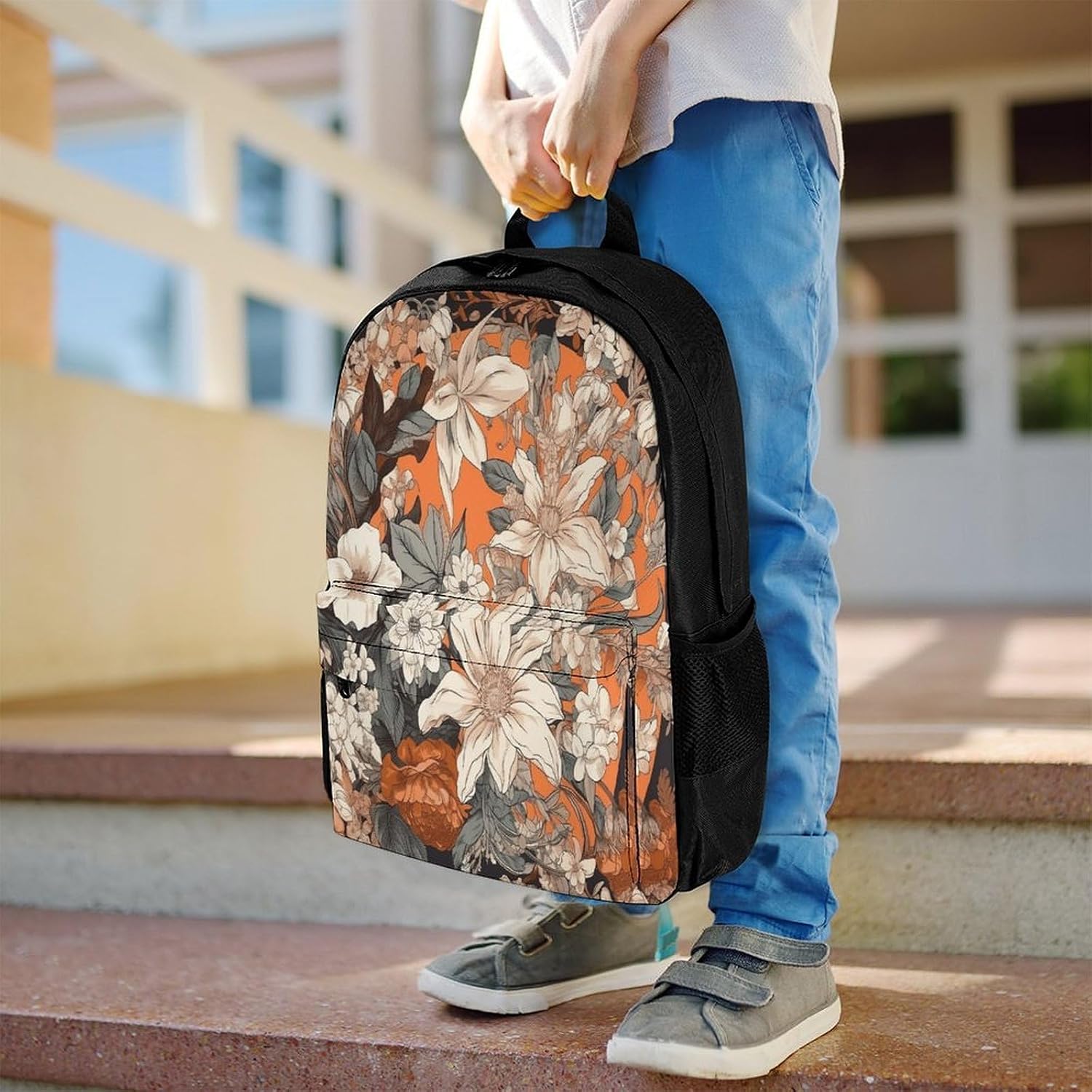 Orange And White Backpack Daypack Travel Backpack | Lightweight Casual Laptop Backpack for Women Men Aesthetic Travel Bag for Weekender Business Hiking Outdoor