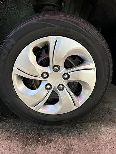 Miniatura 6 de Tapacubos de rueda para Honda Civic 2013-2015, 15 pulgadas; 5 radios trenzados; color plateado; plástico; juego de 4; atornillado