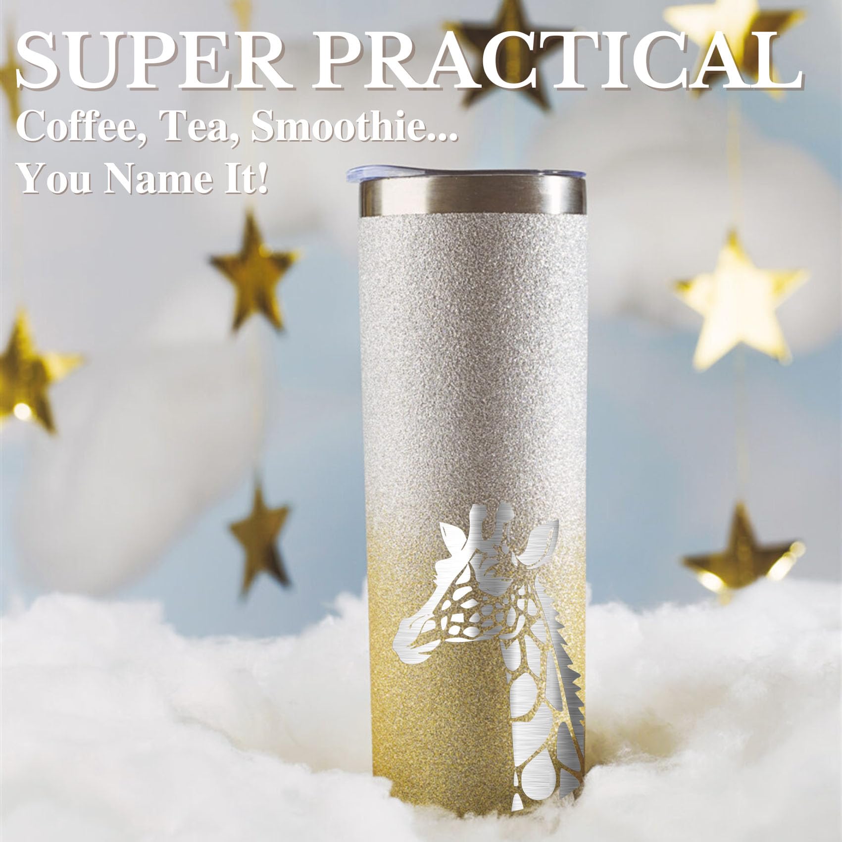 Onebttl 20oz Giraffe Tumbler – Insulated Stainless Steel Cup With Lid & Straw, Perfect Gift For Giraffe Lovers - View #10