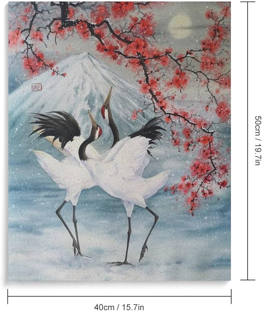 【二羽の鶴の絵画】愛の力 二羽の鶴の絵画】愛の力