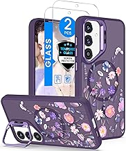 Dretal Magnetic for Samsung Galaxy S25-FE Case Floral,Built-in Lens Stand, Screen Protector,Magnetic Translucent Matte Phone Cases,Shockproof Women Girls Flower Pattern Cover for S25 FE(Colorful)