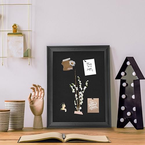 Miniatura 4 de Tablero de anuncios con fieltro, tablero de anuncios enmarcado de madera negra para paredes con alfileres, pernos de ojo, juntas, tornillos, tablero
