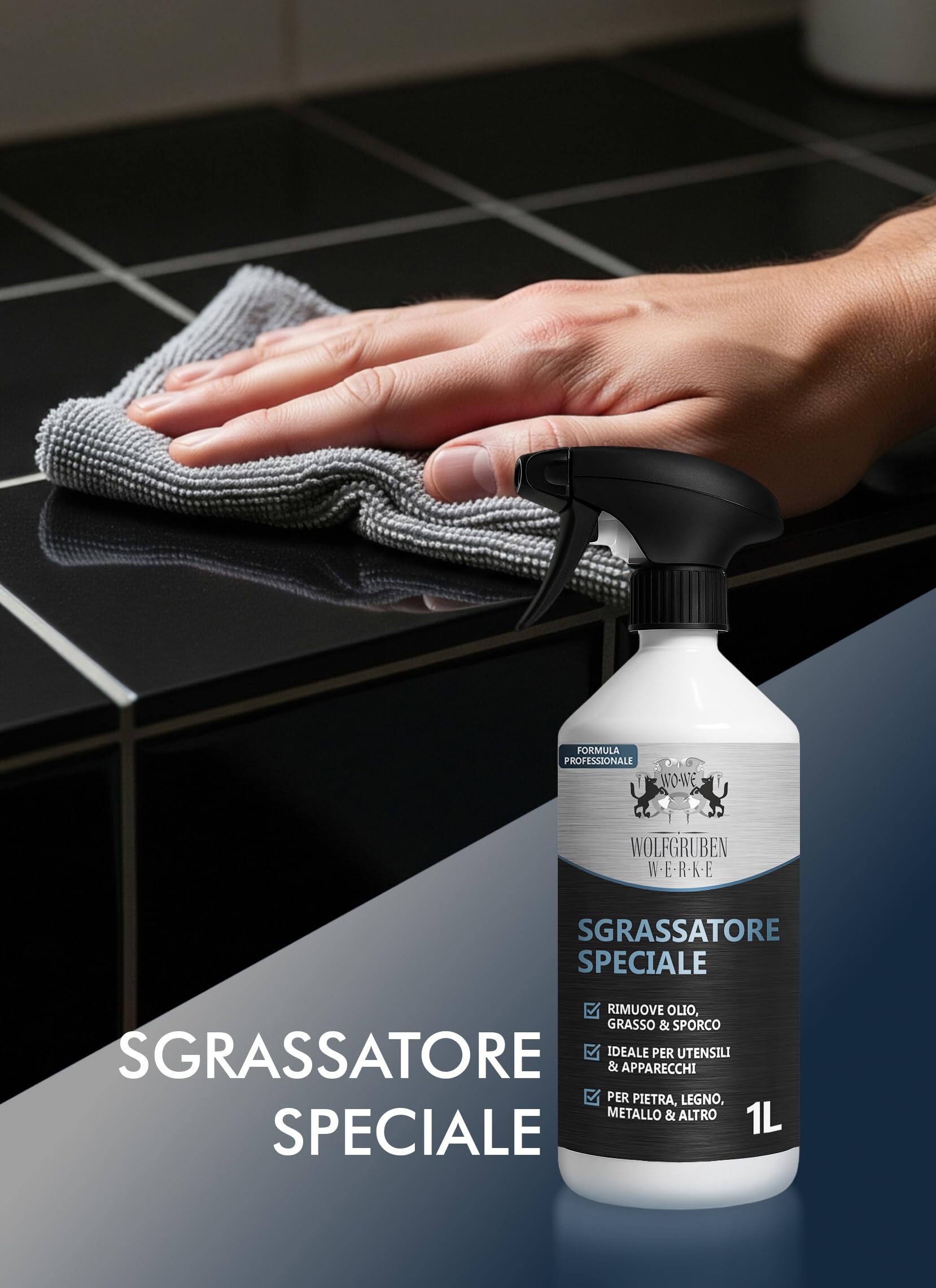 Sgrassante speciale Spray – detergente & scioglisgrassante, piastrelle, grill e frontali della cucina – 5L