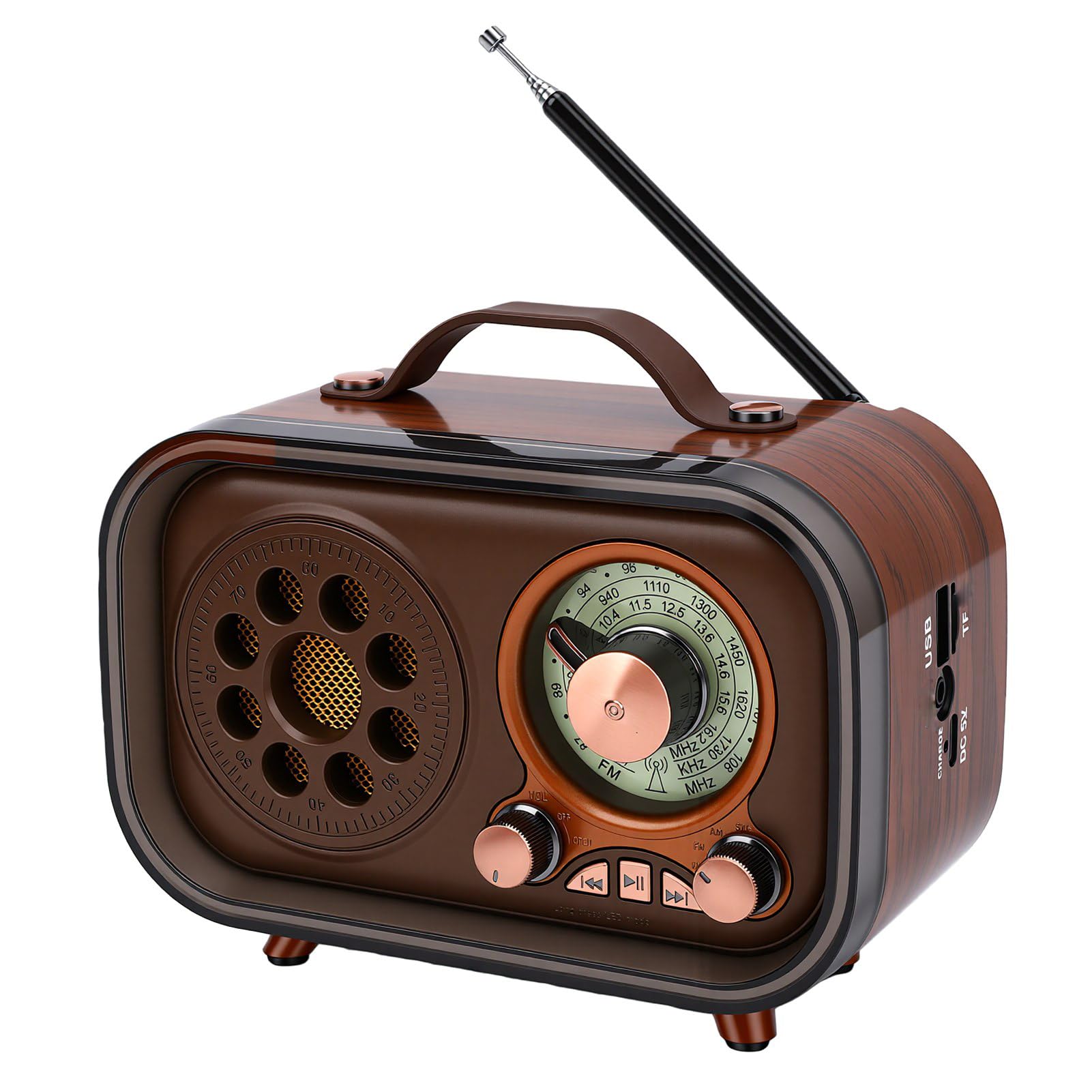 Fabater Altavoz Bluetooth Retro, Radio Portátil Am FM SW