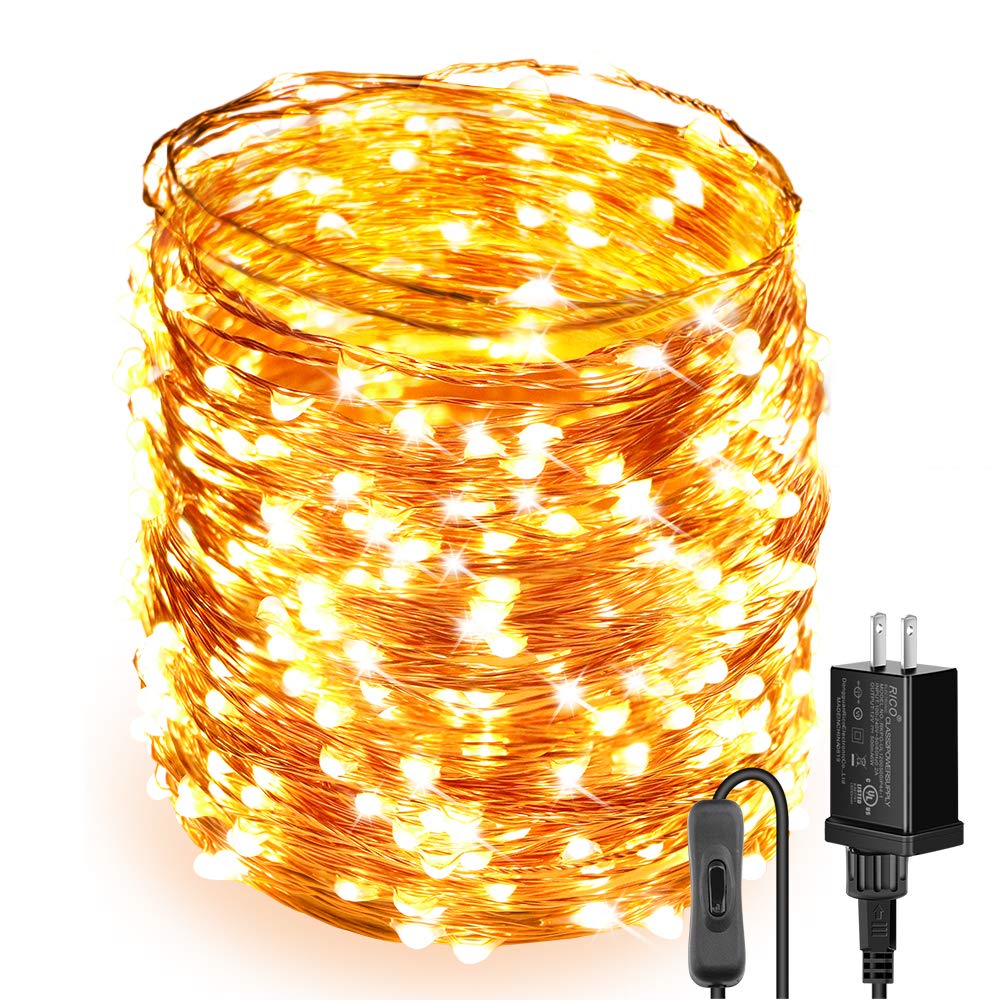 Moobibear Ultra Long LED String Lights, 500 LEDs Copper Wire, Warm White, 164ft