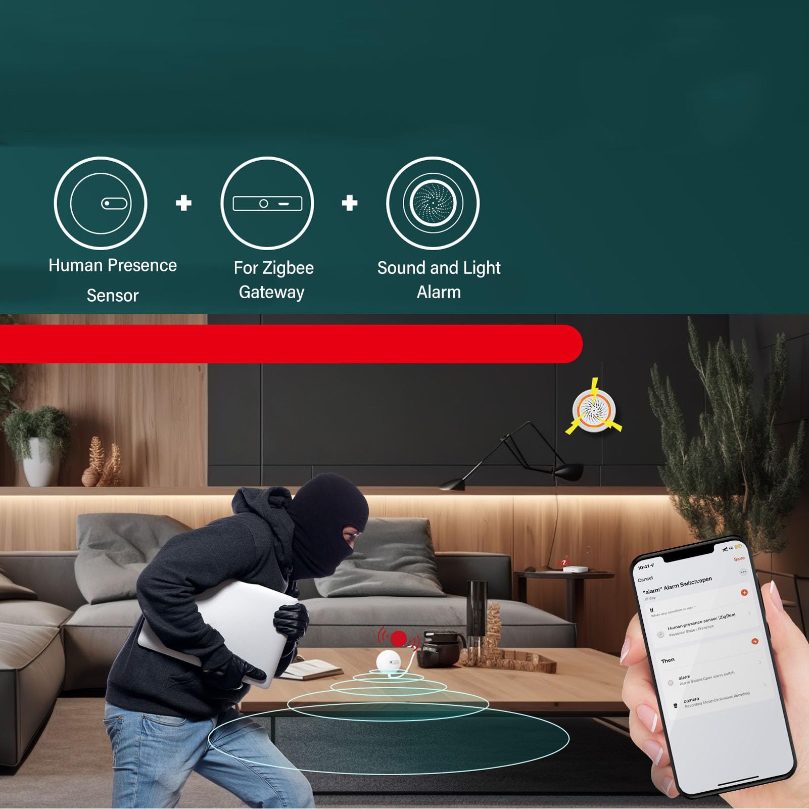 Czujnik obecności ludzkiej Smart Motion czujnik ruchu dla Zigbee Timer Control 24 GHz Wrażliwość światła odpowiednia dla materiału ABS w domu