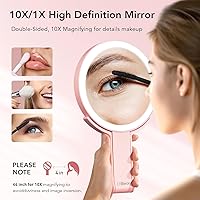Vista 19 de LitBear Espejo de maquillaje de viaje con luces, espejo de aumento recargable de doble cara 10X/1X, espejo de belleza iluminado portátil