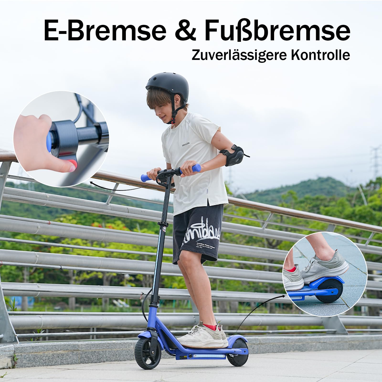 iScooter E Scooter für Kinder von 6-12 Jahren, 6" Elektroroller mit Bunte Lichter & 3 Höhenstufen einstellbar, 5.5" Leicht Kinder E Roller mit leuchtendem Vorderrad, 3/2 modi 5-16 km/h