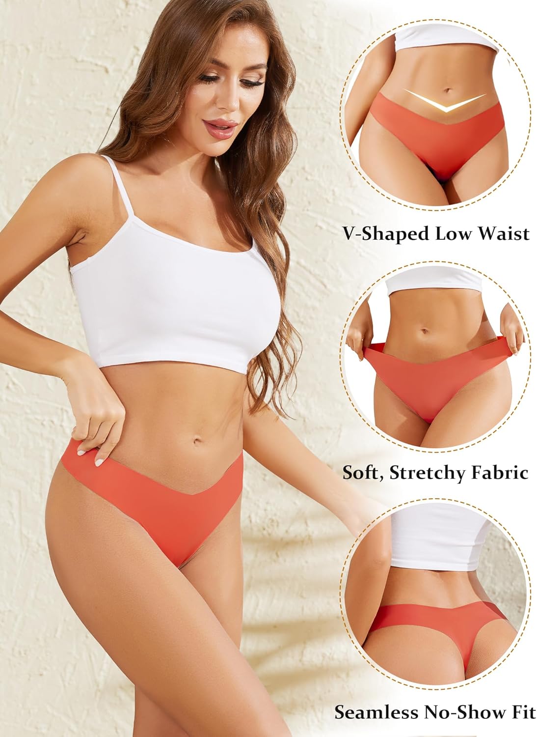 ANSUKOO Seamless V Cut Thongs for Women Underwear 6Pack,No Show Ladies Workout Tanga,No Line Comfortable Low Rise Gym Panties - Image 4