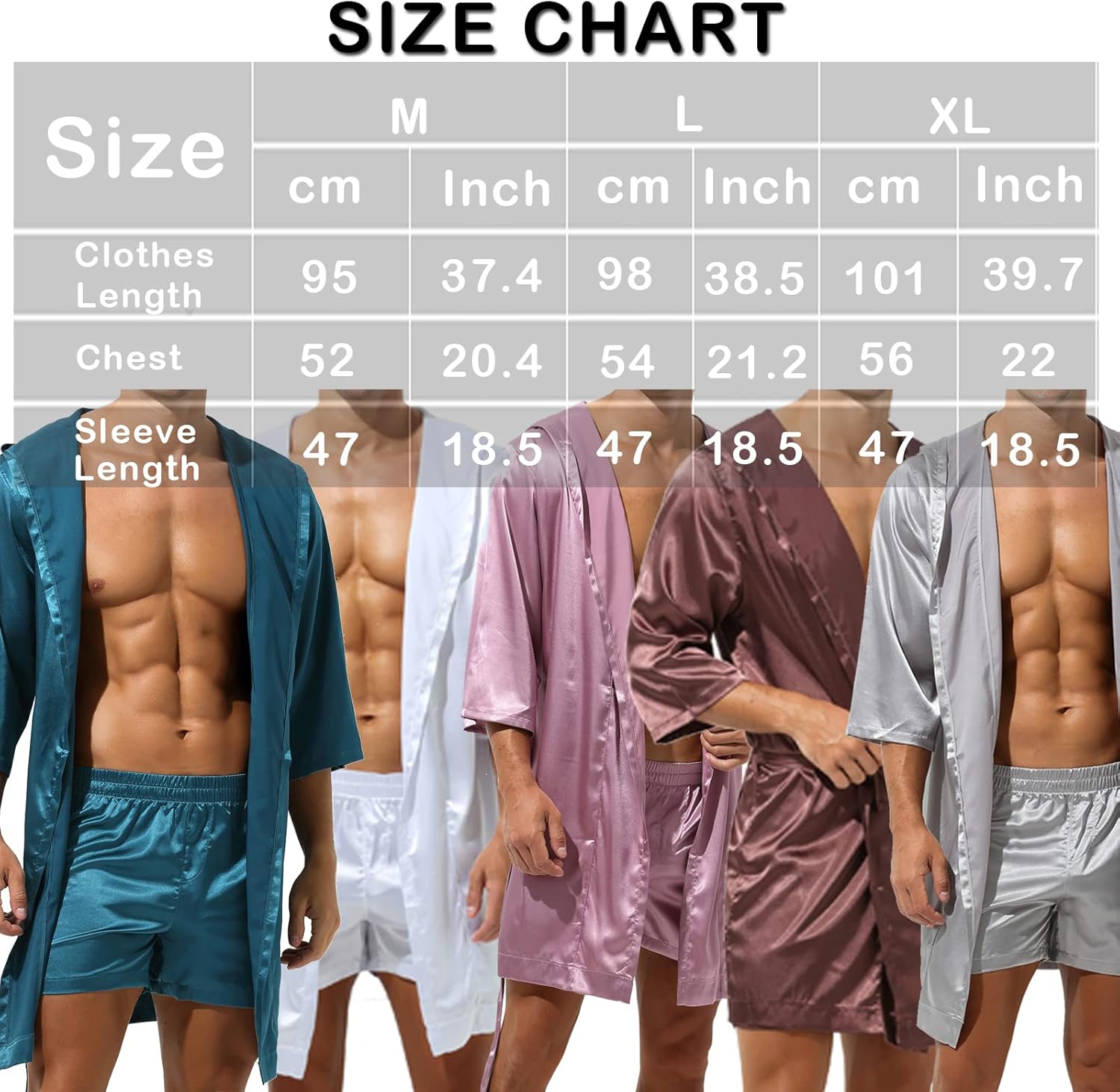 YUFEIDA Mens Satin Robe Silky Bathrobe with Shorts Lightweight Sleepwear Luxurious Pyjama Set Hooded Nightgown with Shorts
