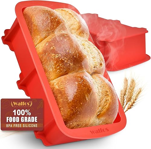 Walfos Molde de silicona para pan, 9 x 5 pulgadas, antiadherentes, para hornear, juego de 2, perfecto para pan, pastel, pastel de carne, apto para