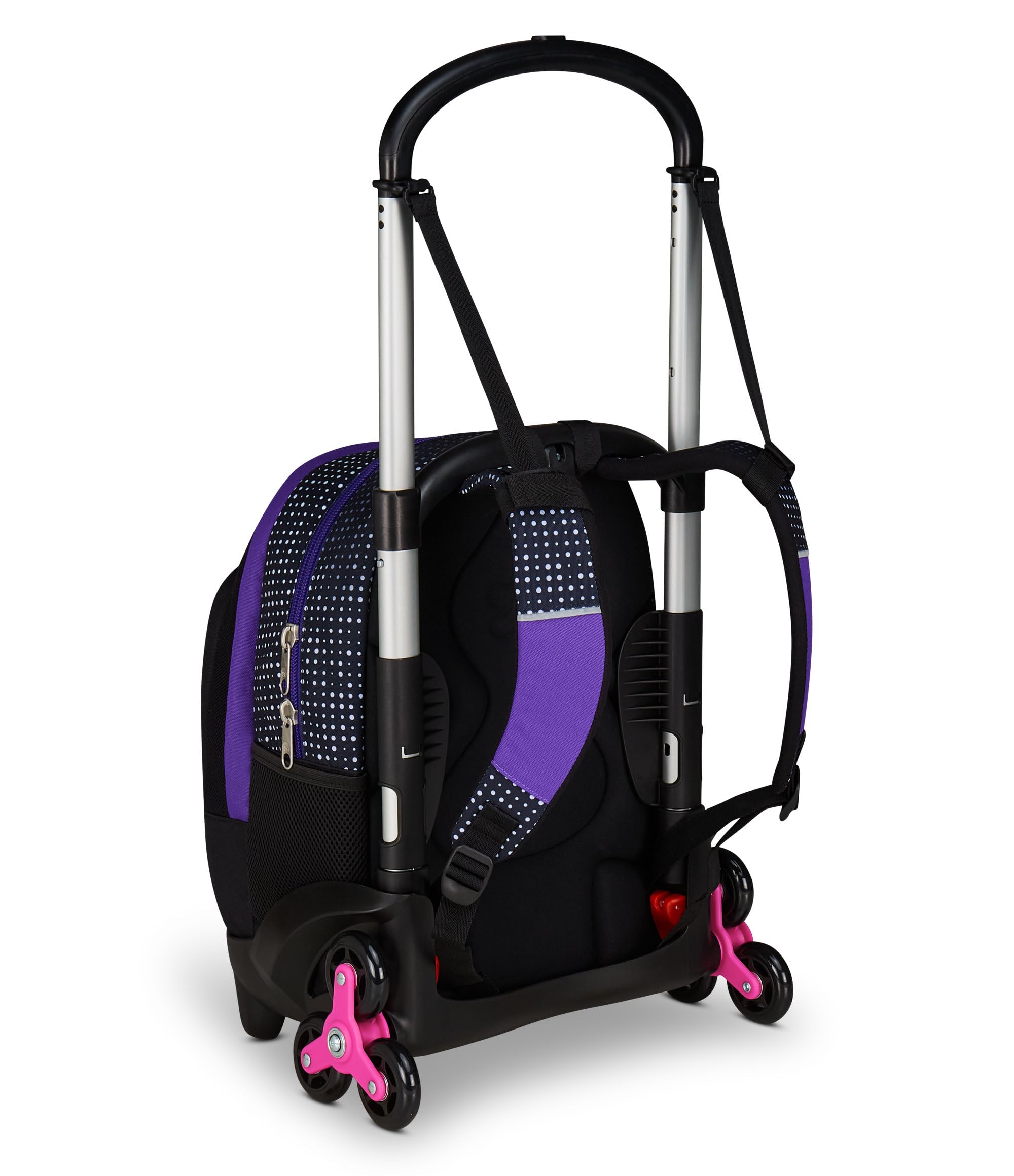 Seven Trolley Scuola Flex 3 Ruote, Fucsia, Zaino Con Carrello Sganciabile Da 31 Litri, Con Tasca PC, Tasca Borraccia, Multiuso, Maneggevole e Confortevole, Scuole Medie e Superiori, Ragazza | Zaino Con Carrello Sganciabile, Tasca PC, Tasca Borraccia, Mult