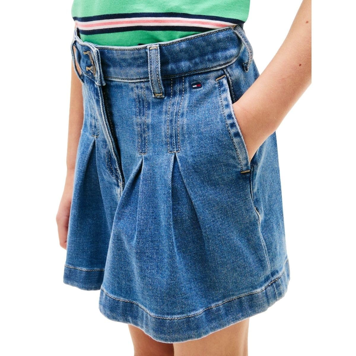 Tommy Hilfiger Girls Denim Pleated Skirt Denim (Truebluedenim) 16 Years