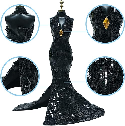 Miniatura 2 de Precioso vestido de muñeca hecho a mano, vestido de noche con desfile de moda de lentejuelas, trajes de fiesta de boda para accesorios de muñeca de