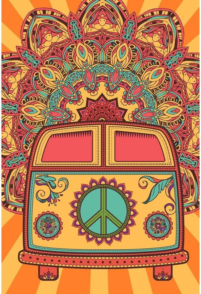 ArtzFolio Hippie Mini Van D2 | Peel & Stick Vinyl Wall Sticker for Home & Wall Decoration | 16 x 23.7 inch (41 x 60 cms)