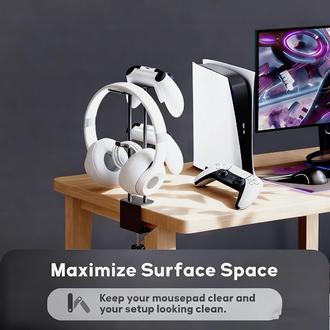 Soporte para auriculares y control con abrazadera de aluminio miniatura 2