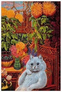 Louis Wain Gentleman Cat in Solarium Art Poster Poster Bedroom Decor Sports Landscape Office Room Decor Gift Style:yellow Unframe 16x24inch