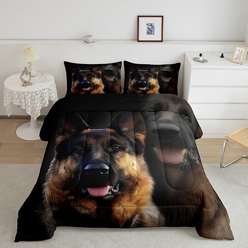 Juego de edredón de perro de policía, tamaño individual, juego de ropa de cama de pastor alemán para niños, adolescentes, niños, adultos, lealtad,
