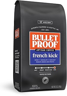 French Kick Dark Roast Whole Bean Coffee, 12 Ounces, Clean Coffee Tested for Toxins, Packaging May Vary