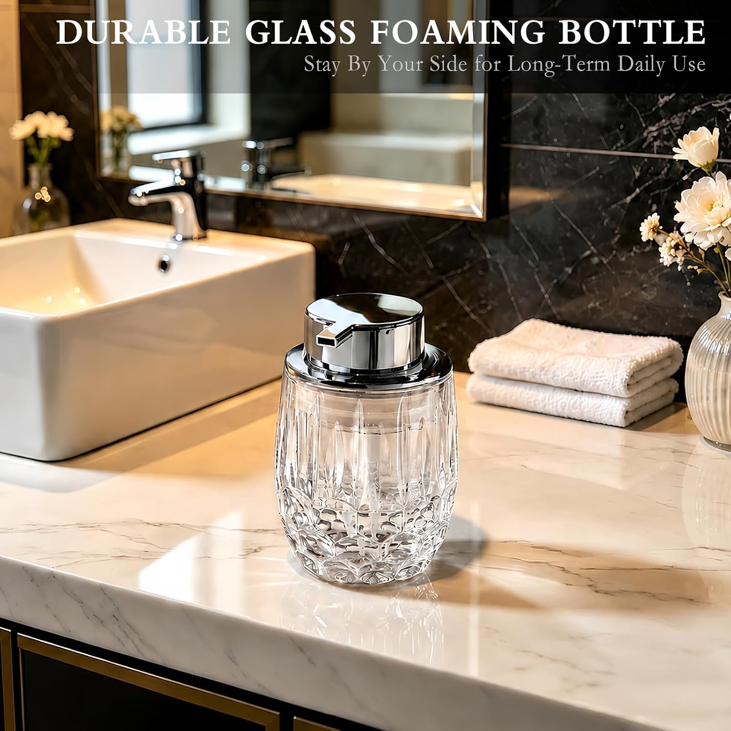 CICUFY Glass Foaming Hand Soap Dispenser, Clear