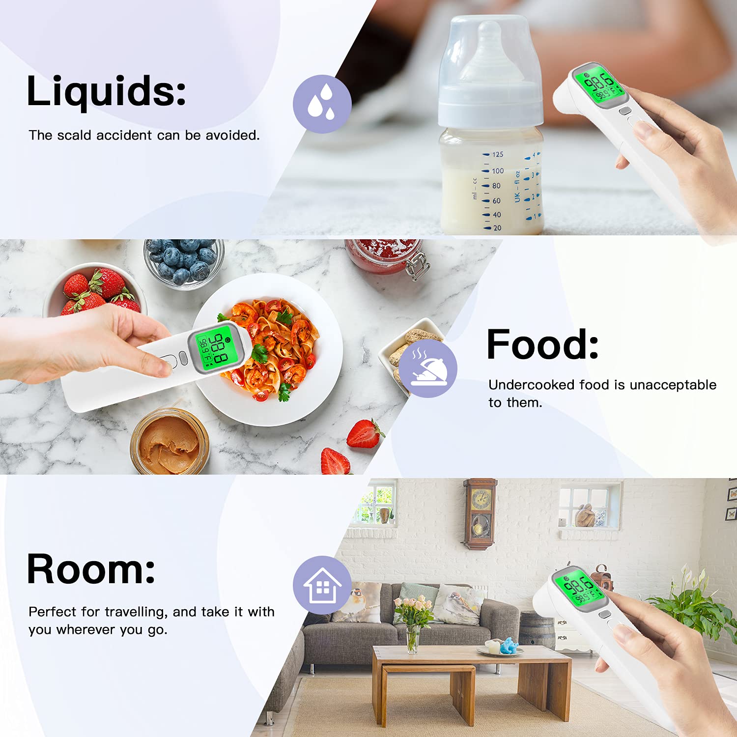 Touchless Thermometer, 4 Modes Infrared Digital Thermometer for Adults, Elderly, Kids and Babies, Forehead Ear Thermometer with Instant Reading, Memory Function, Fever Alarm and LCD Screen