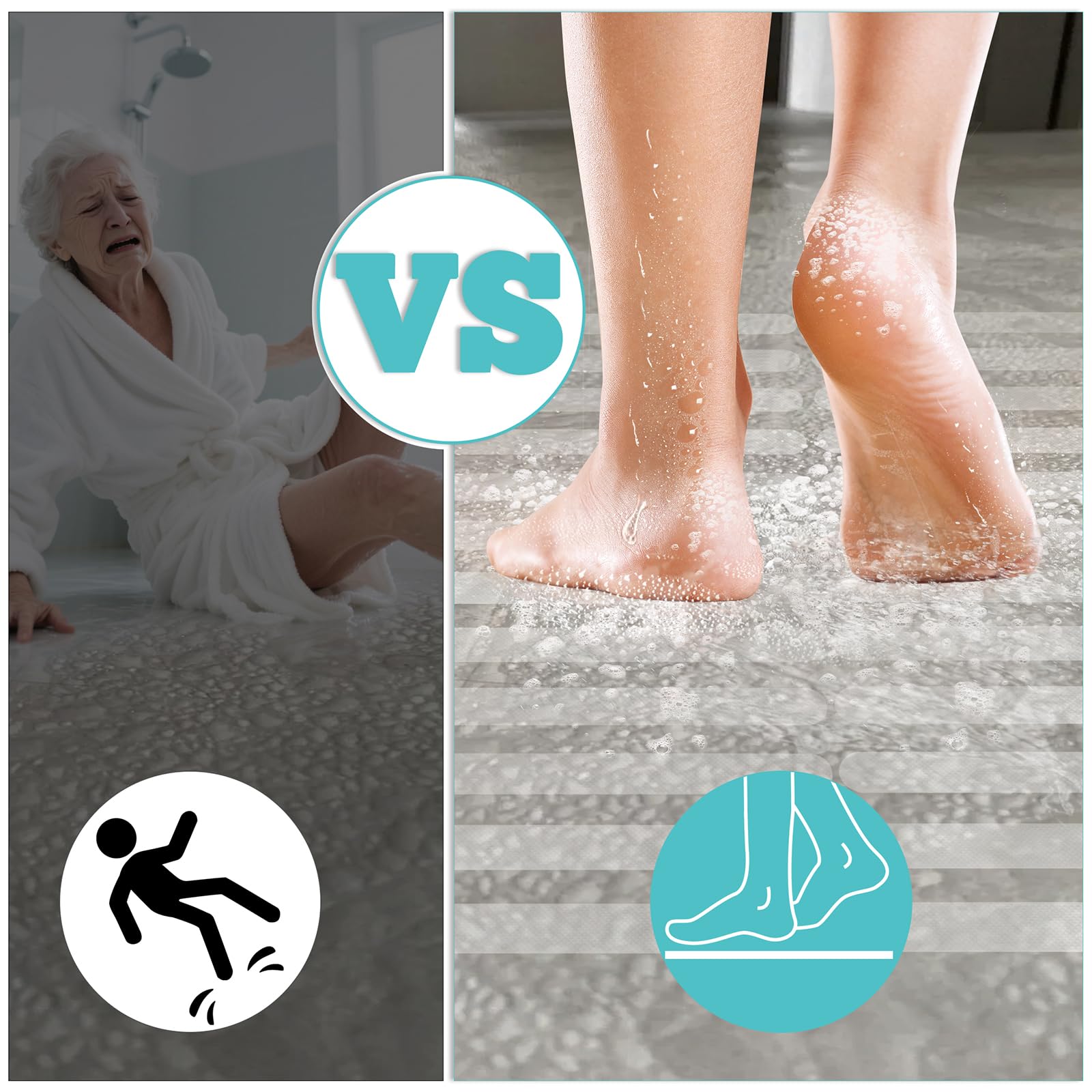 24 Stück Sicherheits-Badewannenstreifen, selbstklebend, rutschfeste Badewannen-Aufkleber, rutschfeste Duschaufkleber, Sicherheits-Klebestreifen für Heimwerker, Treppen, Boden (weiß)