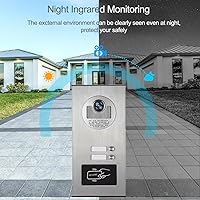 Vista 2 de Sistema de timbre de intercomunicación visual de apartamento multiunidad, monitor de 7 pulgadas, timbre de video con cable, cámara IR, detección