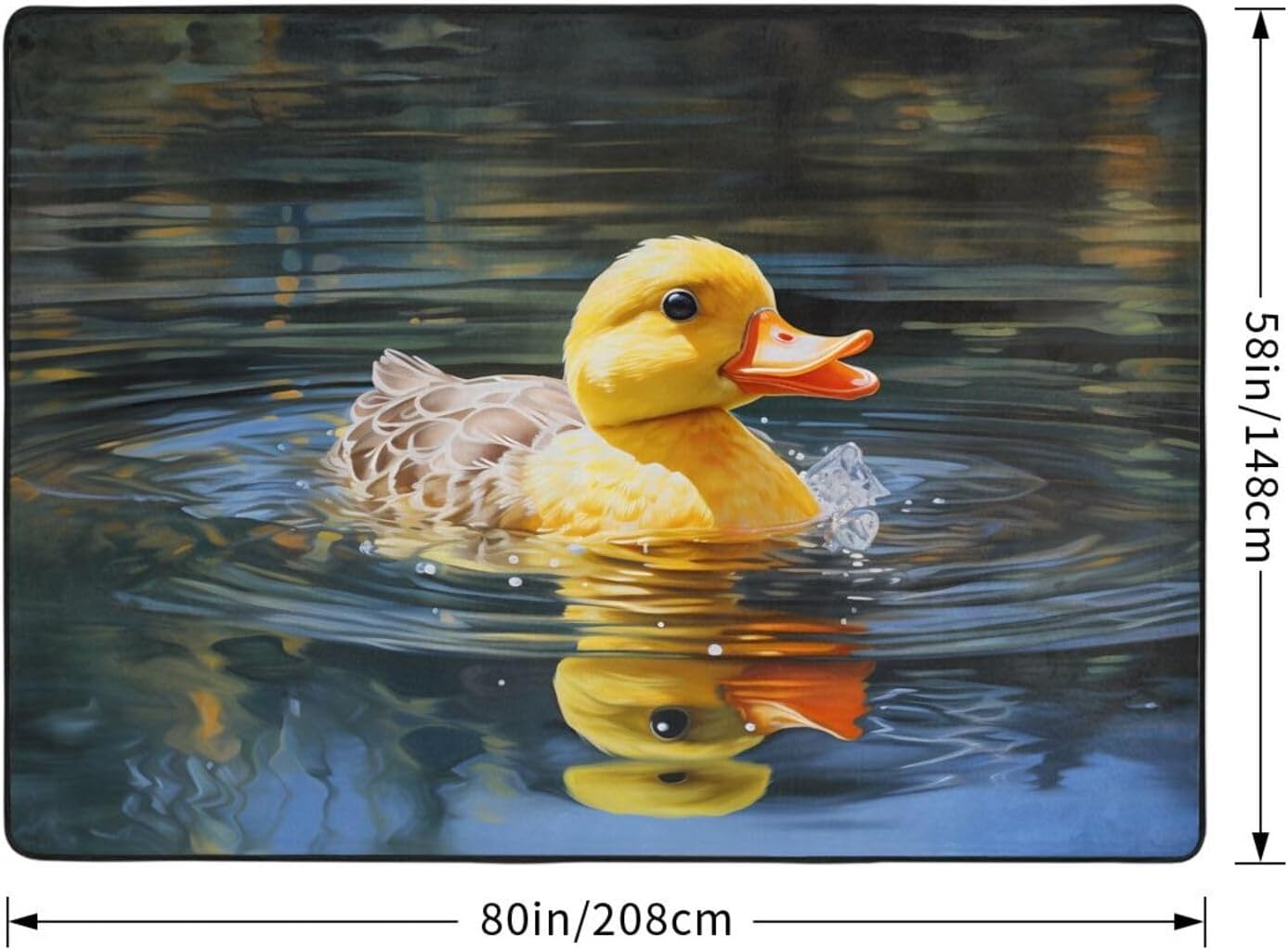 Ducklings Swimming Printed Floor mat 80x58 inches, Non-Slip Decorative Carpet for Bedroom and Living Room