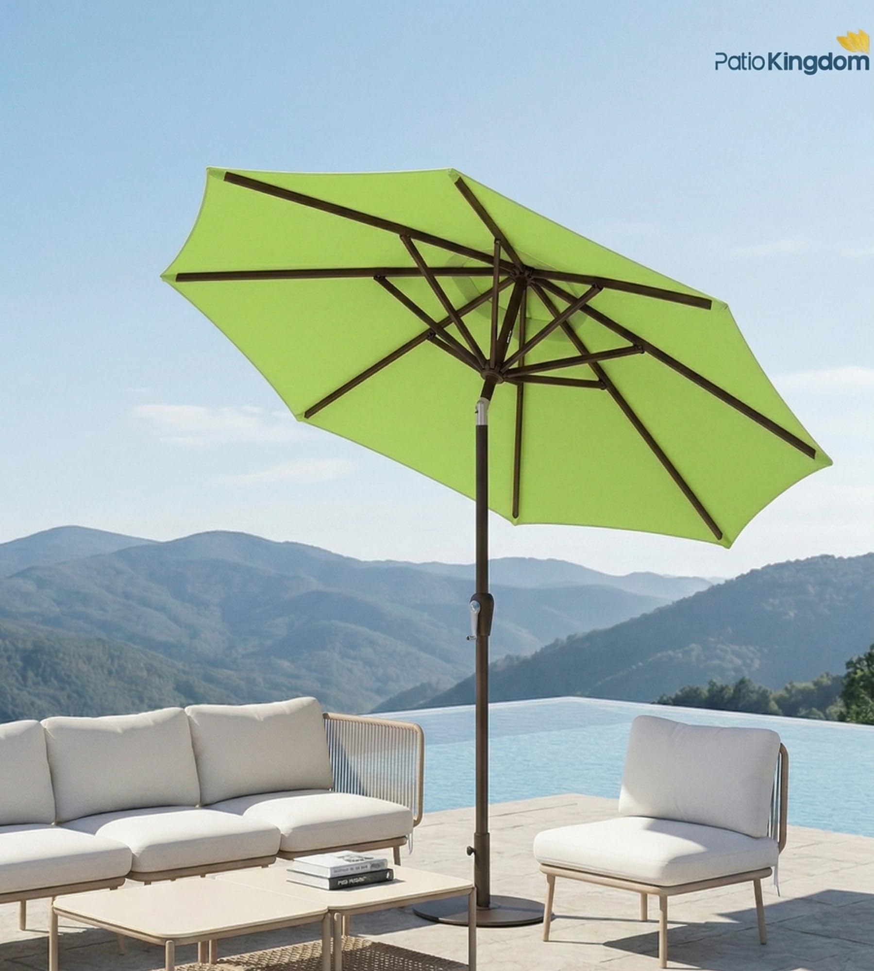 PatioKingdom Auto-Tilt 9FT Patio Umbrella Outdoor with 8 Sturdy Fiberglass Ribs,Market Table Umbrella for Pool,Backyard,Deck and Garden : Patio, Lawn & Garden