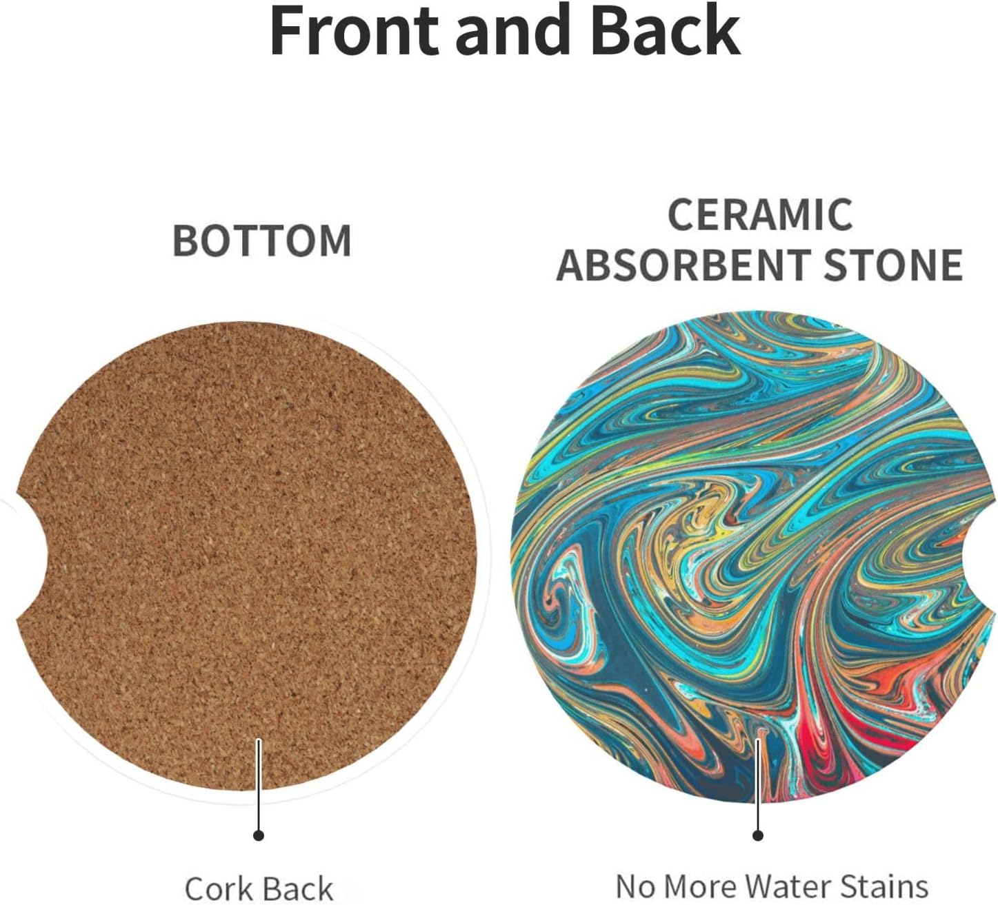 Abstract 2 Pack Car Cup Holder Coasters Ceramic Drink Coasters image 2