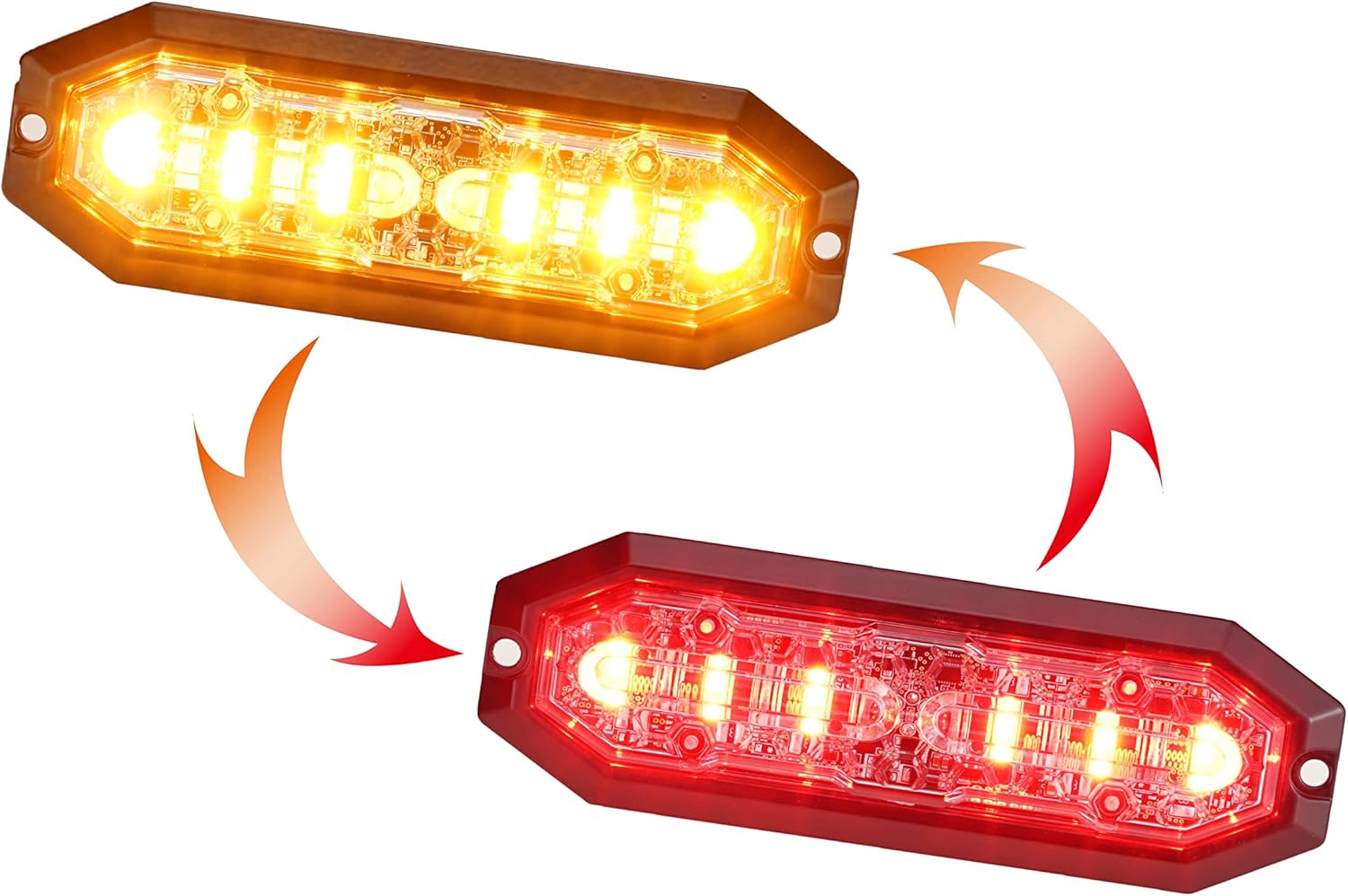 UT01 Floor Mount Warning Emergency Strobe Grille Mild Head [SAE class 1] [Dual Color] [IP68] for Police and Tow Truck Building Automobile A/B/R/W (Amber/Purple, 6 + 6 LED)