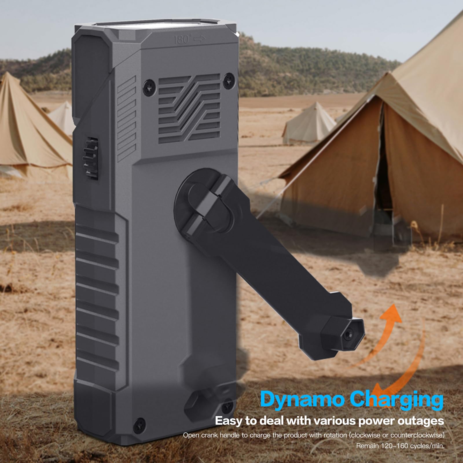 Gemmac Radio Portatil Pequeña con Imanes Potentes, 2000mAh Power Bank Am/FM/SW Radios Manivela, Rotación de 180° Radio Emergencia con SOS Linterna Dinamo para Camping/Senderismo/Kit Emergencia
