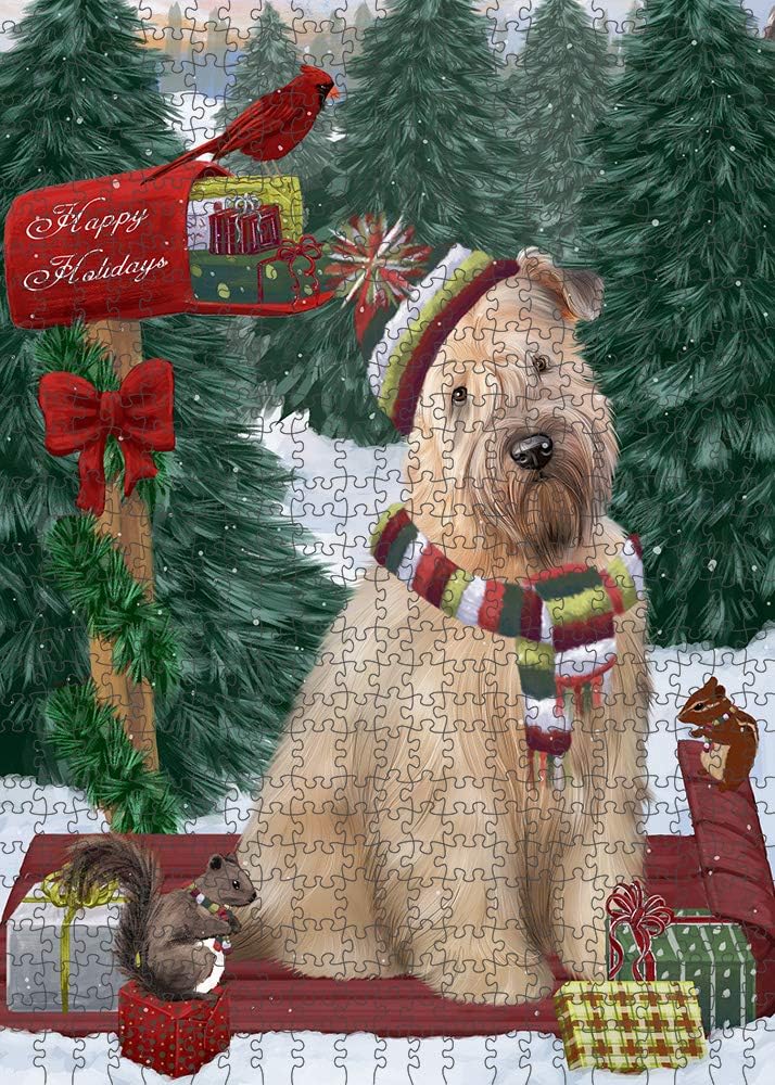 Merry Christmas Woodland Sled Wheaten Terrier Dog Jigsaw Puzzle for Adults - Animal Printed Interlocking Puzzle Game Artwork - Gift for Dog Lover's -1000 Pcs 20"x30", PZLE61162
