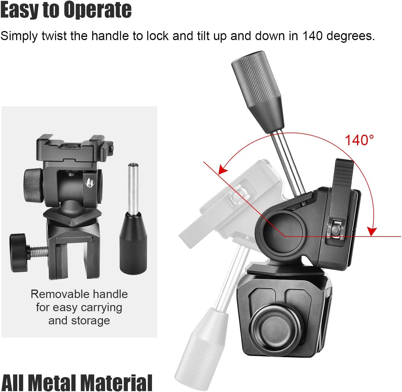 CPH-02 Car Window Mount Adjustable Vehicle Clamp Mount with Tilt Pan Head Compact for Spotting Scope Monocular Binocular Telescope SLR Camera with Arca Plate，Load 11lbs.(5kg)