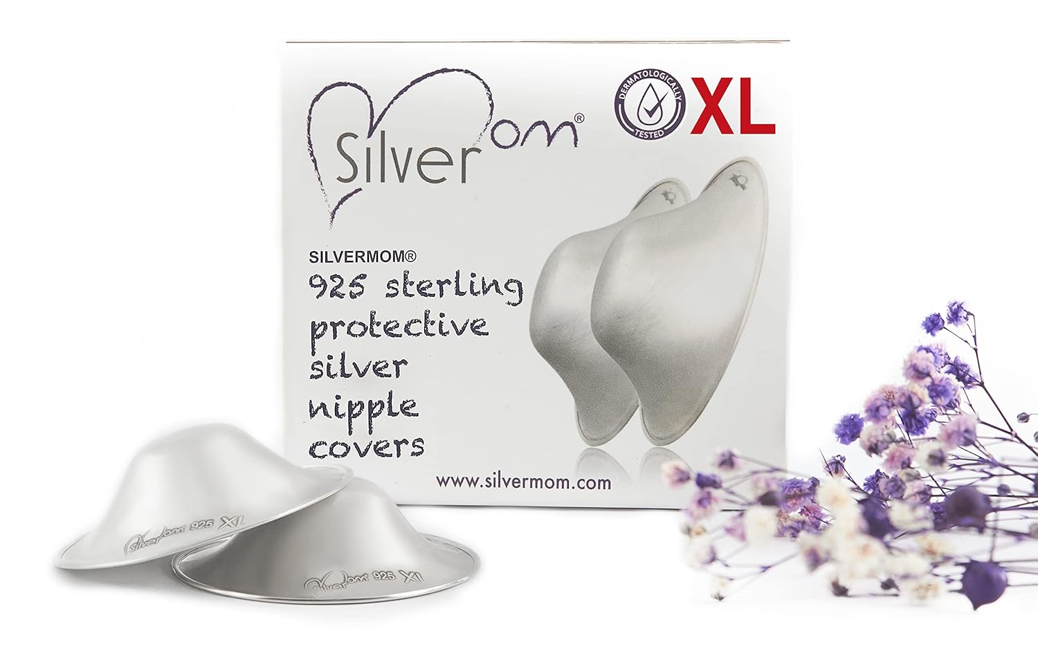 The Original Silver Nursing Cups - Nipple Shields for Nursing Newborn - Newborn Essentials Must Haves - Nipple Covers Breastfeeding- Silvermom-X Large