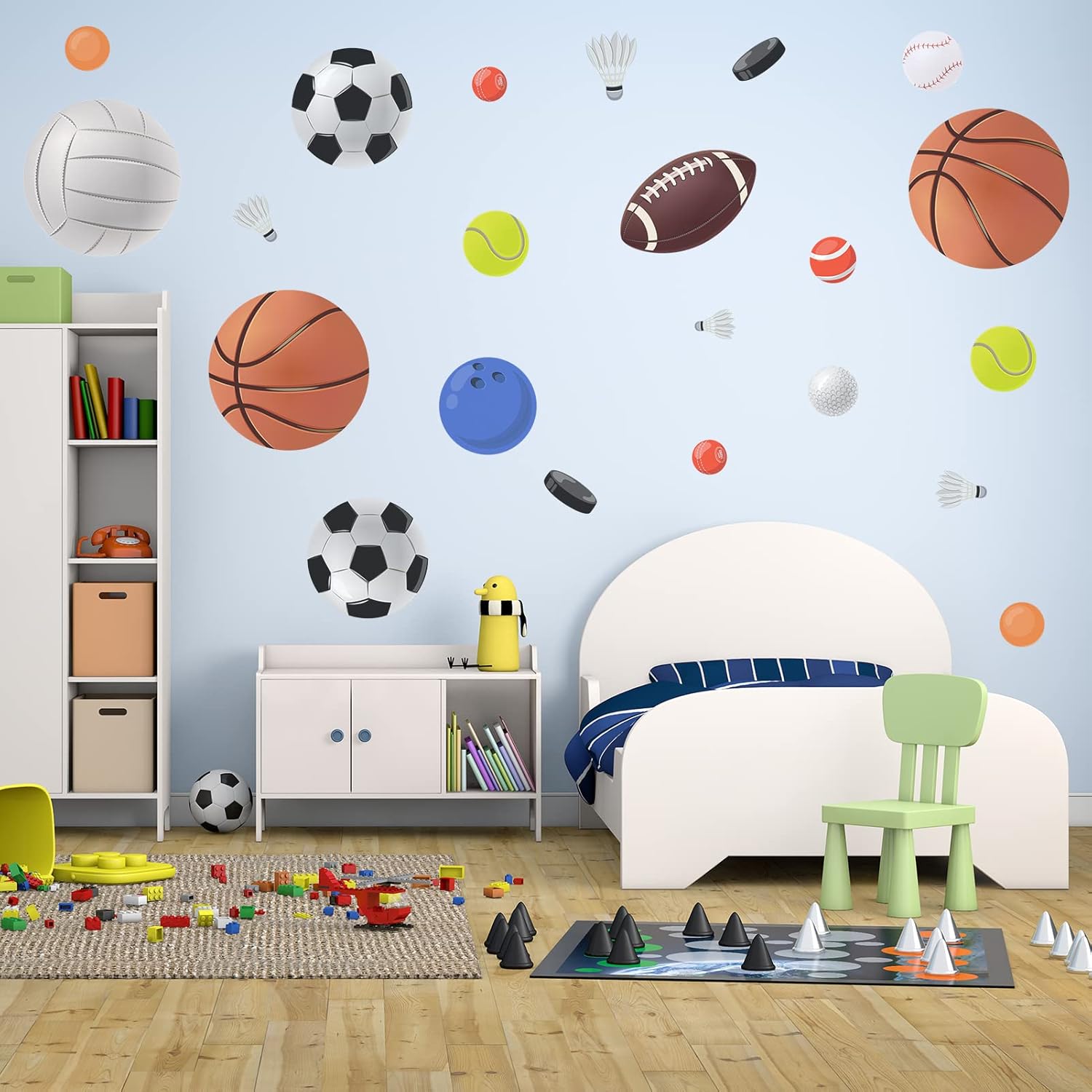 Amazon.com: AnFigure Sport Wall Stickers Boys Wall Decals Baseball Soccer Basketball Football ...