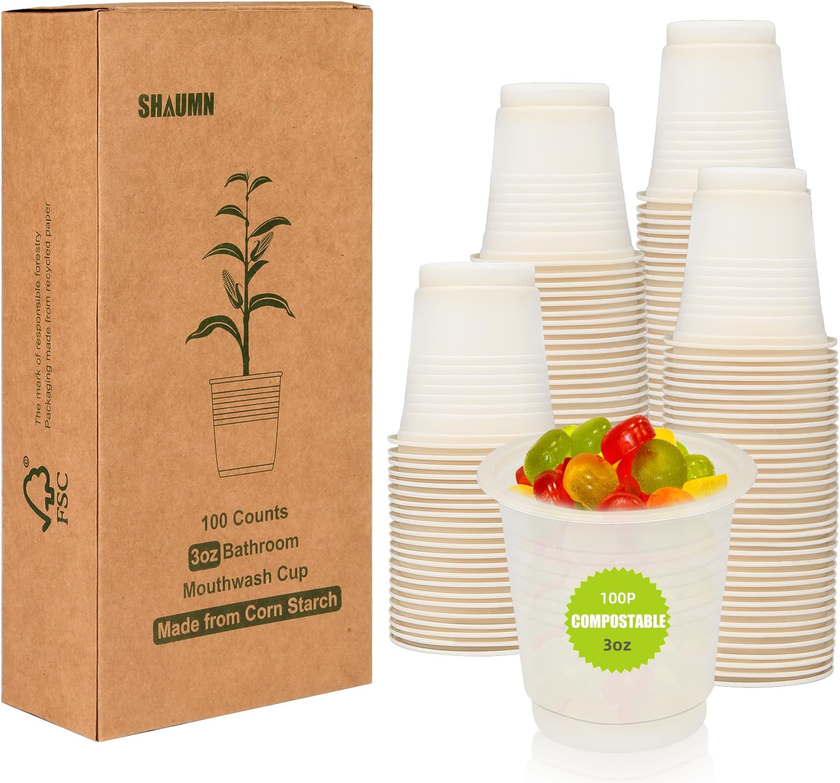 Amazon.com: CantaGreen 3 OZ Heavy duty Cups,300 Count White Paper Bath ...