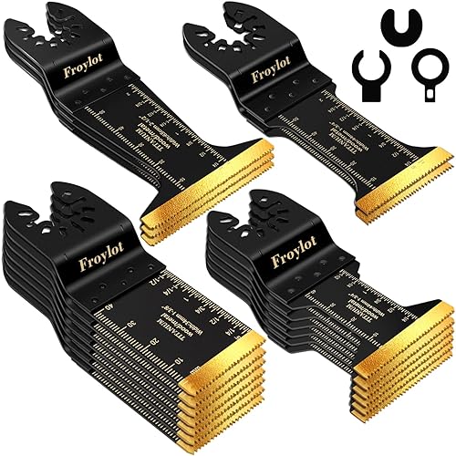 Vista 8 de 49 piezas de cuchillas oscilantes de titanio de acero al carbono alto, cuchillas multiherramienta universales, kits de cuchillas de herramienta