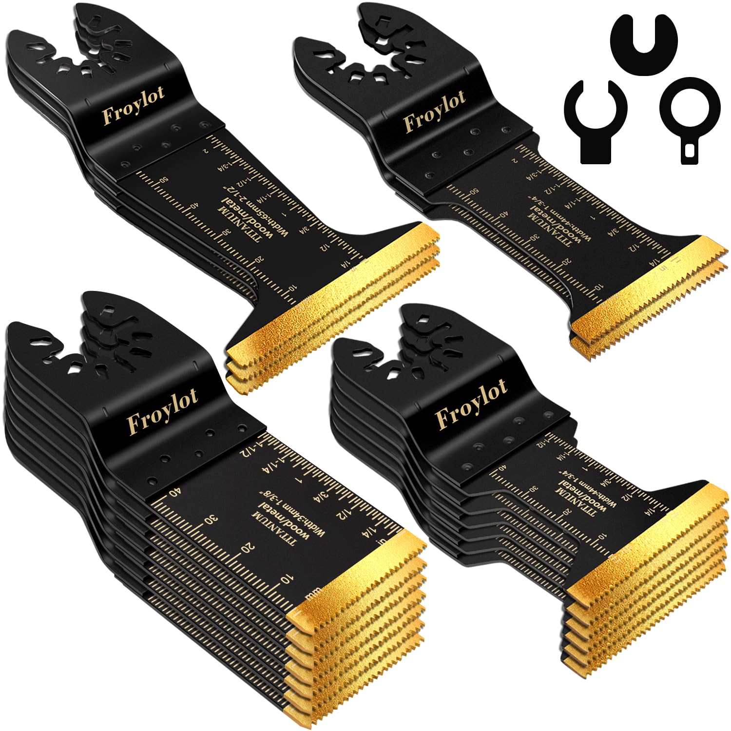 FROYLOT 18 cuchillas oscilantes de titanio, cuchillas universales multiherramienta para corte de madera de metal, kits de cuchillas multiherramienta para Dewalt Bosch Milwaukee Ryobi