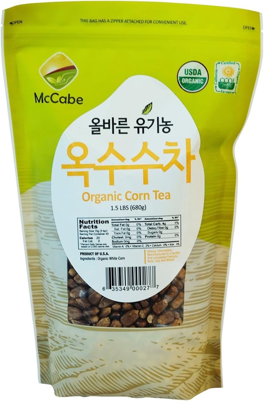 McCabe Organic Corn Tea, 1.5 lbs (24 Oz), USDA Certified, Non-GMO, Roasted in USA