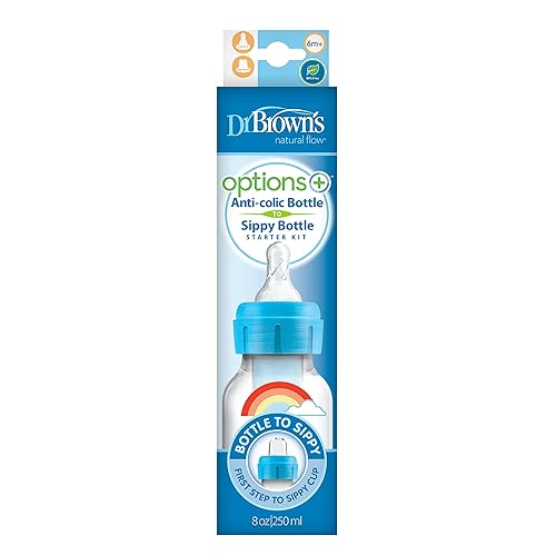 Miniatura 7 de Dr. Brown's Natural Flow Anti-Colic Options+ - Kit de inicio de botella para sorber estrecho, 8 onzas, con boquilla de flujo medio rápido nivel 3 y