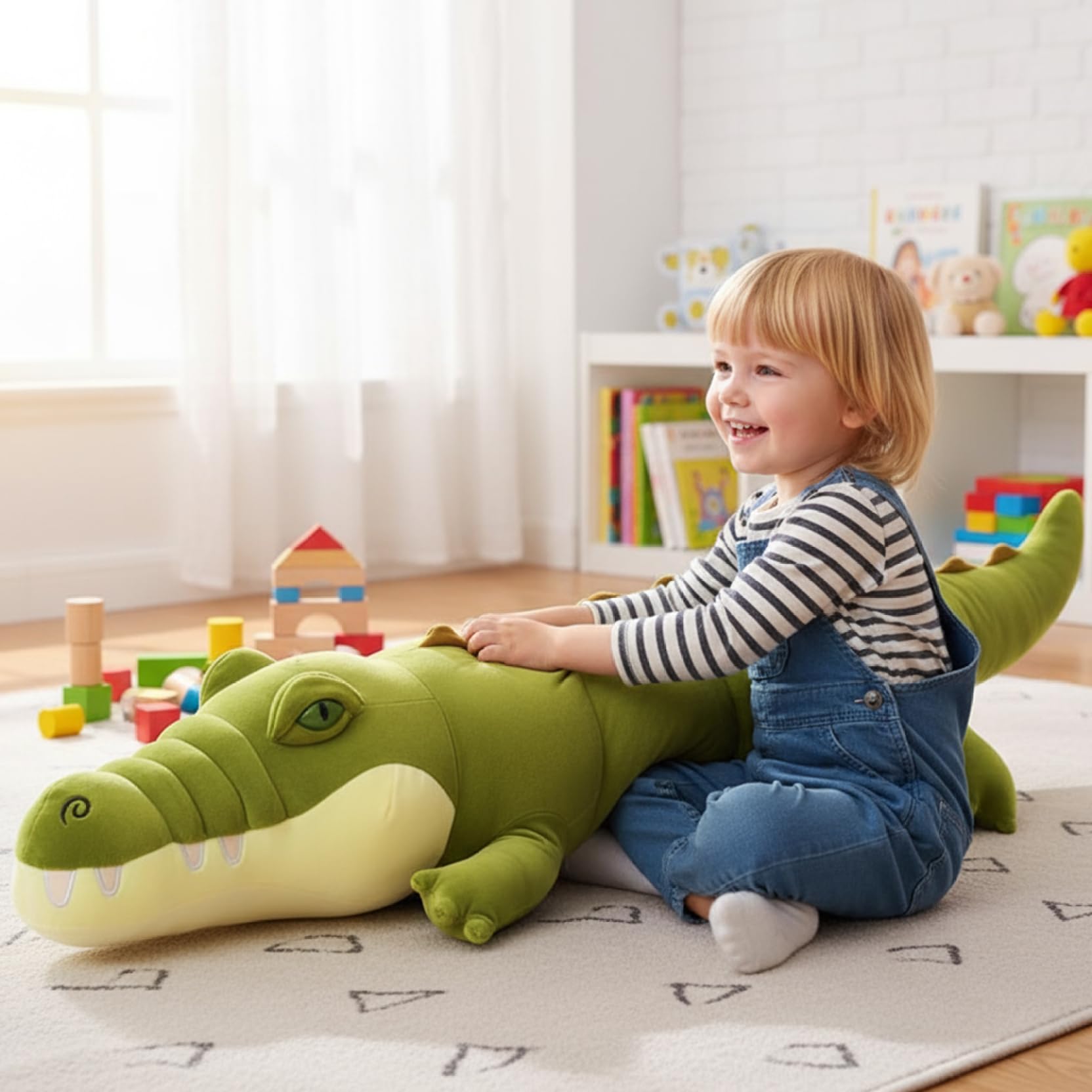 Peluche Alligatore, Peluche Coccodrillo Gigante da 47 Pollici, Coccodrillo Morbido e Realistico da abbracciare o Decorare.
