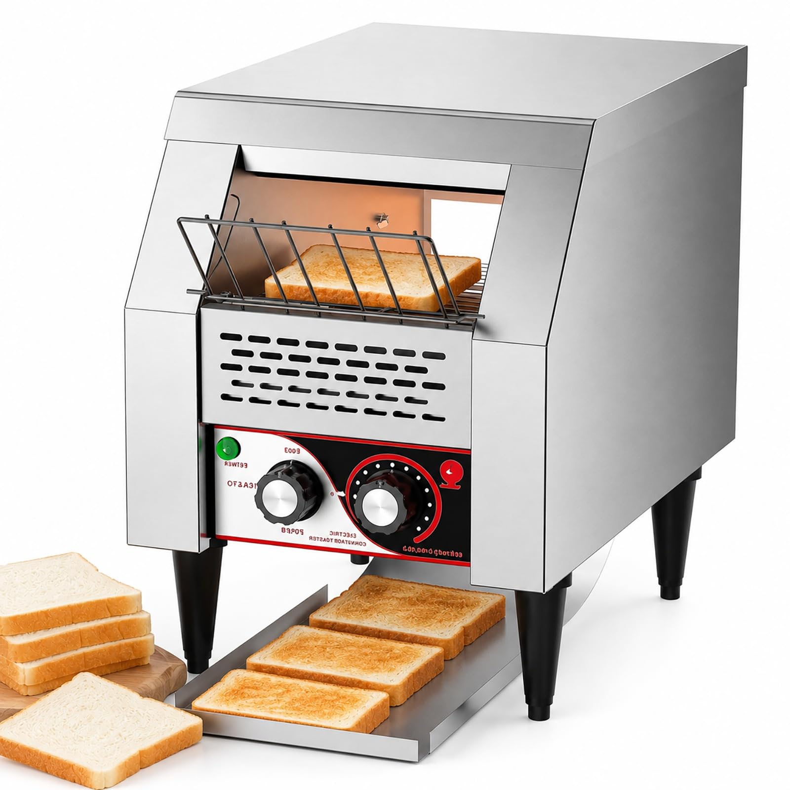 Tostadora de Cinta Comercial, Tostador Rotativo de Acero Inoxidable | Tostador Eléctrico Industrial con Capacidad de 150 Rebanadas por Hora for Cafeterías, Hoteles y Buffets(150 Slice)