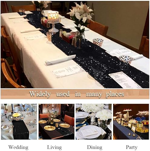 Miniatura 5 de ShinyBeauty - Camino de mesa rectangular (12x72 pulgadas, para bodas, fiestas, decoración