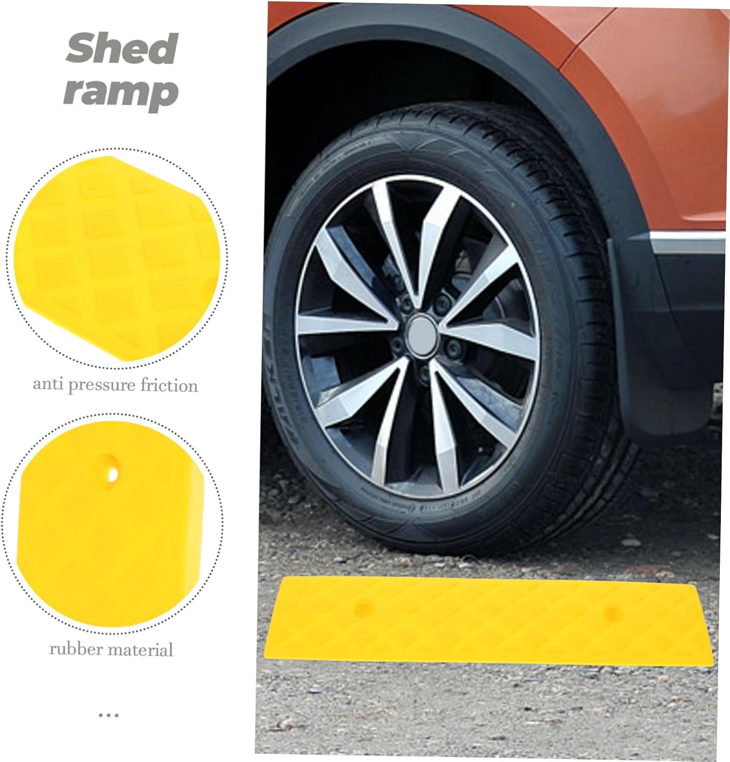 TOYANDONA Ramps for Driveway and Loading Dock Heavy Duty Car and Motorcycle Slope Pad High Non-Slip Design for Safe Vehicle Access and Garage Use Yellow Ramp