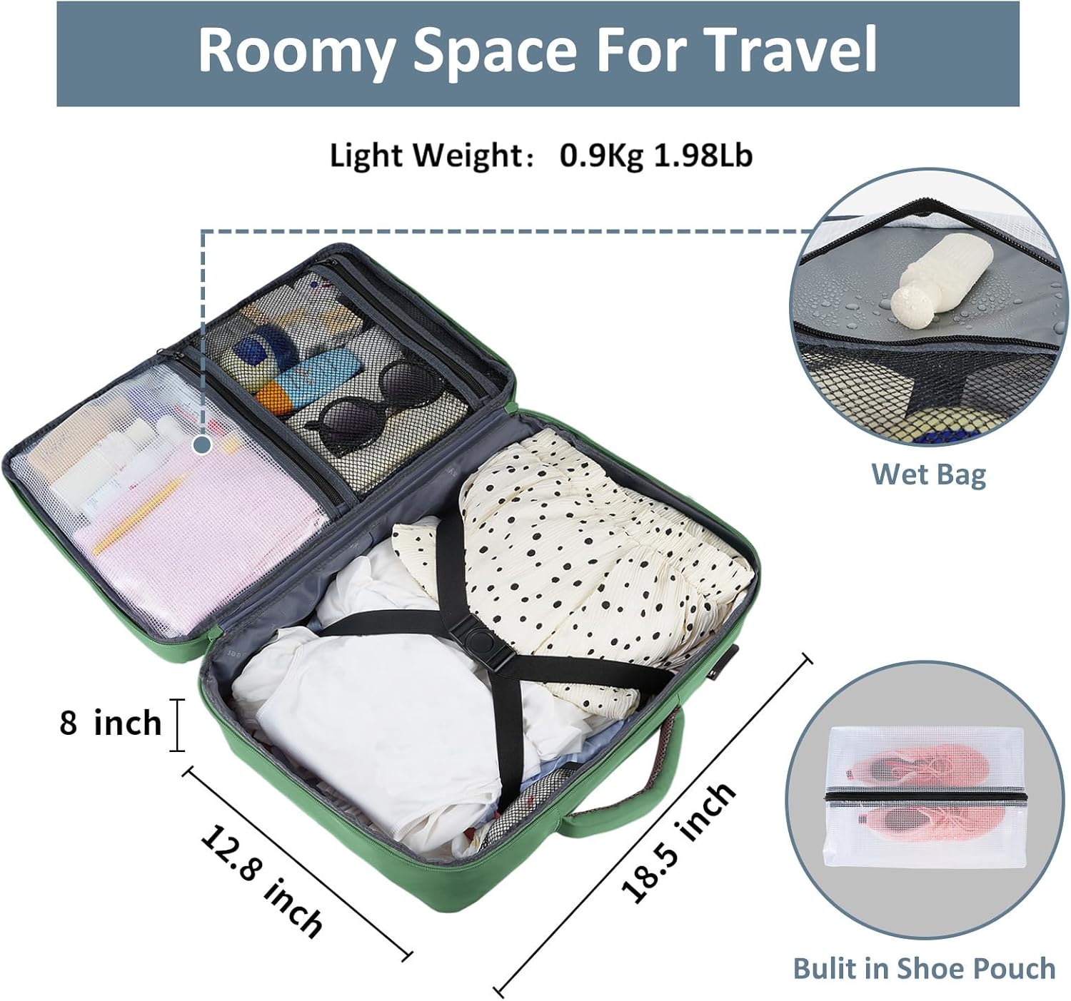 Taygeer Travel Backpack for Women Men, 40L Airline Approved Carry On with 17.3 inch Laptop Compartment, TSA Friendly Daypack with USB Charging Port, Backpack for Business Hiking Travel, Peridot Green - Image 6