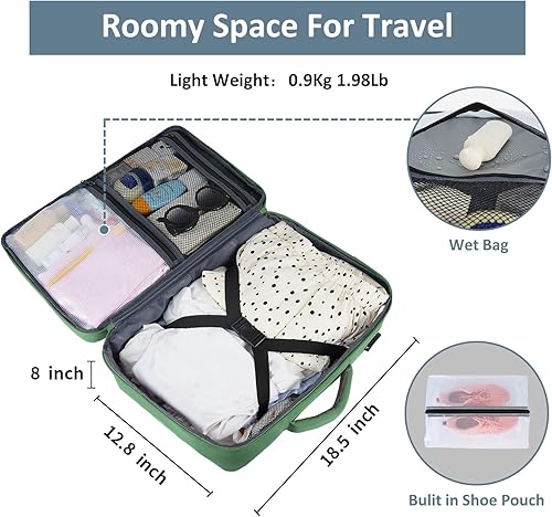 Vista 164 de Taygeer Mochila de mano para mujer, mochila de viaje de 35 litros para mujer, aprobada por aerolíneas, bonita bolsa de viaje para artículos Azul