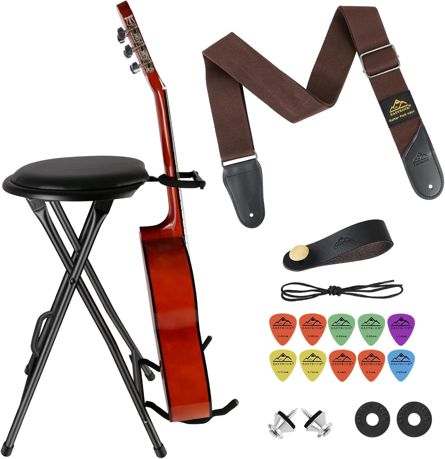 EASTROCK Guitar Stool Seat and Brown Guitar Strap Set