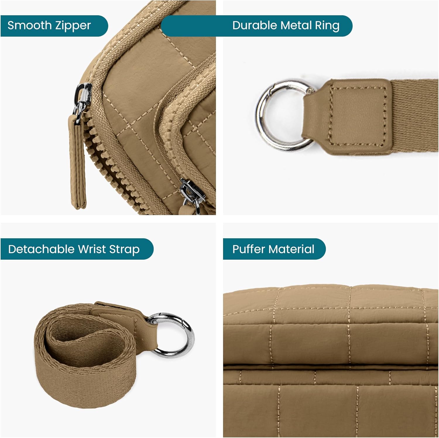 VONAL Wristlet Wallets for Women Nylon Quilted Wallet with 3 Zipper Purse for Travel Credit Card Holder Phone Organizer