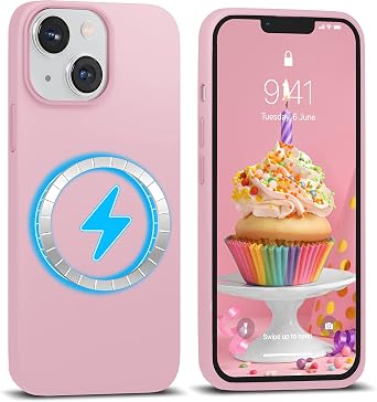 IceSword Magnetic Case for iPhone 14 Case Lovely Pink Silicone Case [Fast Charging] Strong Magnets, Microfiber Lining Slim Thin,Cute Pastel Baby Pink 2022 6.1 inch Mag14 - Lovely Pink